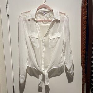 Candie's White Sheer Lace Blouse